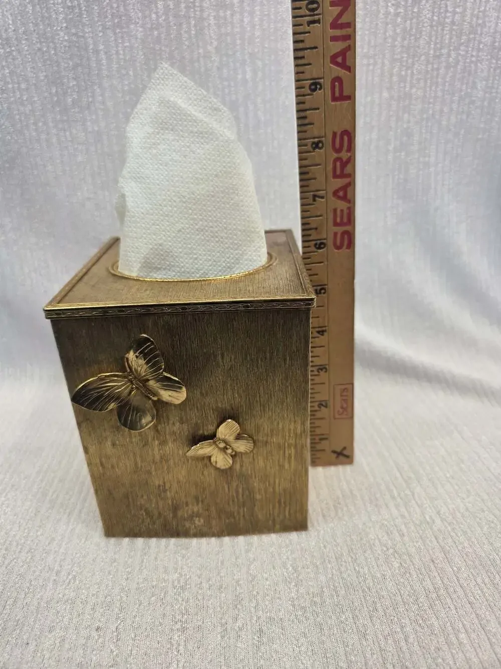 Vintage Stylebuilt Hollywood Regency Gold Plated Butterfly Tissue cover